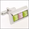 Rectangle cufflinks with pink and green cat's eyes