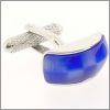 Curved cylinder cufflinks with a blue cat's eye