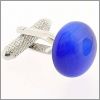 Blue cat's eye dome cufflinks
