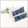 Double bar cufflinks with blue grey crystals