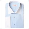 Chemise bleue � carreaux avec col et poignets blancs