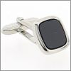 Rhodium square cufflinks with a black core