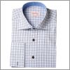 Chemise bleue � carreaux col int�rieur uni bleu