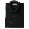 Chemise noire � col interieur rouge gris
