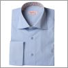 Chemise bleue ciel � col interieur fleuri rose et orange