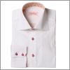 White shirt with a flowery pink and yellow collar