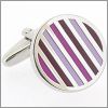 Round cufflinks with pink stripes