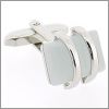 White cat's eye cufflinks with two arches