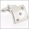 Rhodium square cufflinks with 3 crystals
