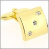 Gold square cufflinks with 3 crystals
