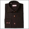 Brown shirt with orange buttons