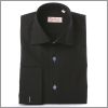 Black french cuff shirt with blue buttons