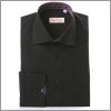 Black shirt with a multicoloured stripped collar