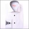 Chemise blanche � int�rieur de col ray� noir et gris