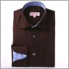 Chemise chocolat col bleu ciel