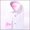 Chemise blanche � poignets napolitains et int�rieur de col rose