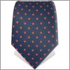 Cravate bleue marine � pois oranges