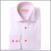Chemise blanche cintr�e � col int�rieur � carreaux roses