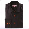 Chemise noire cintr�e aux boutons orange