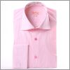 Chemise rose � poignets mousquetaires et col int�rieur blanc fleuri rose 