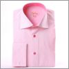 Chemise cintr�e rose � poignets mousquetaires et col int�rieur motifs roses