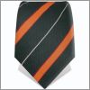 Black tie with orange and white stripes
