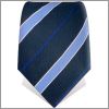 Cravate bleue marine � rayures bleu ciel et blanches
