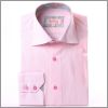 Chemise cintr�e rose � col bleu � motifs roses
