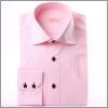 Chemise cintr�e rose � boutons et boutonni�res marrons