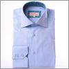 Chemise cintr�e bleue � col et poignets � motifs bleus