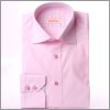 Pink with white, pink and beige striped collar and cuffs slim fit shirt