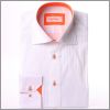 Chemise cintr�e blanche � col et poignets oranges et boutonni�res oranges