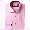 Pink shirt with purple collar and cuffs