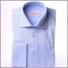 Chemise cintr�e bleue � poignets mousquetaires