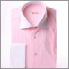 Chemise � rayures blanches et roses, col et poignets mousquetaires blancs