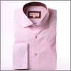 Pink with brown floral collar and cuffs french cuff shirt