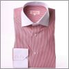 Chemise cintr�e � rayures blanches et rouges, col et poignets blancs