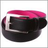 Ceinture en cuir noire, int�rieur cuir rose fushia