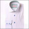 Chemise blanche � col et poignets � fleurs bleues et boutons bleus