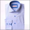 Blue slim fit shirt with blue patterns collar and cuffs
