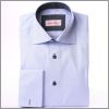 Blue french cuff shirt with grey collar, cuffs and buttons