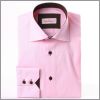 Pink shirt with brown collar, cuffs and buttons
