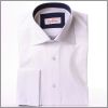 Chemise blanche � col et poignets mousquetaires bleu marine