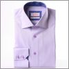 Chemise mauve � col et poignets � motifs bleus et mauves