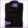 Black with lilac collar and napolitan cuffs shirt