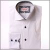 Chemise blanche � col et poignets � motifs gris