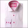 Chemise blanche � col et poignets � rayures en d�grad� de rose