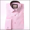 Pink with brown patterns collar french cuff shirt