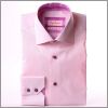 Pink shirt with lilac and pink checked collar and cuffs