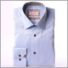 Chemise bleu clair � col et poignets � motifs beiges